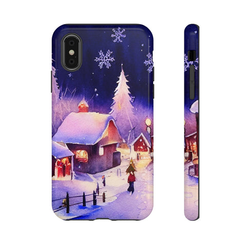Christmas Homes in the Snow - Impact Resistant Phone Case iPhone X Glossy